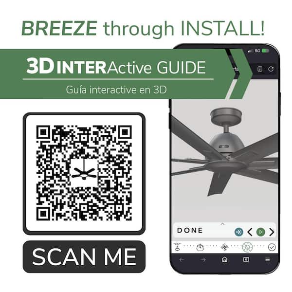 Hunter - Downtown 60 in. 6-Speed Ceiling Fan in Matte Silver with Wall Control For Patios or Bedrooms