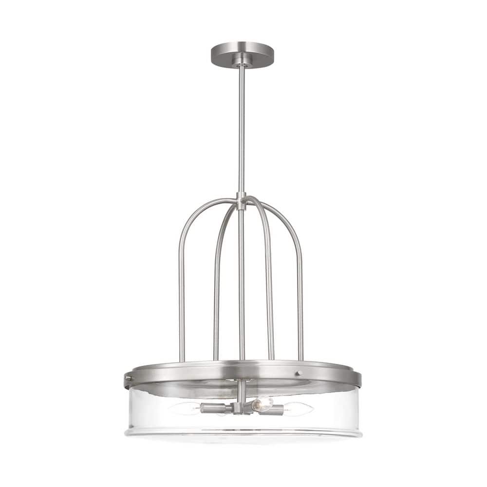 Anders Extra Large 4-Light Brushed Nickel Pendant Light with Clear Glass Shade price history on PriceWatchPro