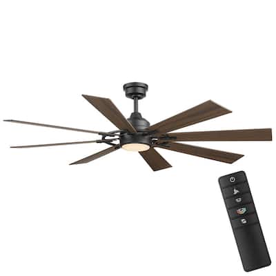 Makenna 60 in. White Color Changing Integrated Outdoor LED Matte Black Ceiling Fan with Light Kit, DC Motor and Remote
