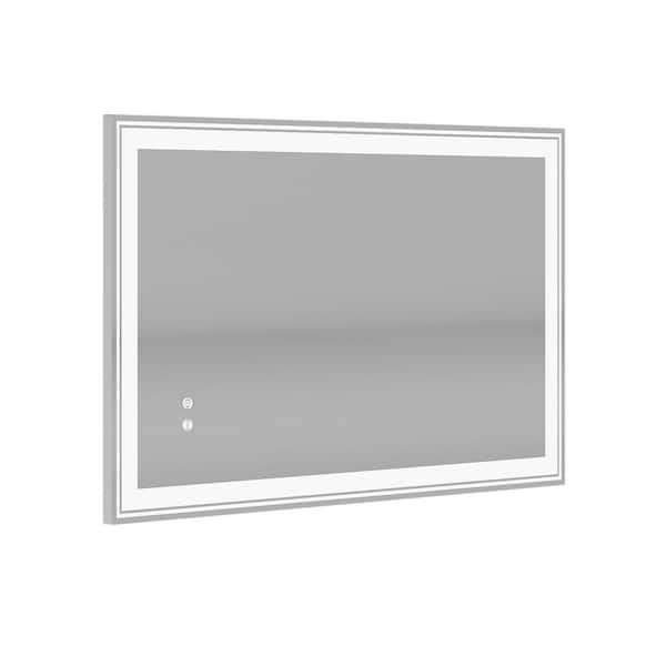 FAMYYT 40 in. W x 24 in. H Rectangular Frameless Anti-Fog Dimmable LED ...