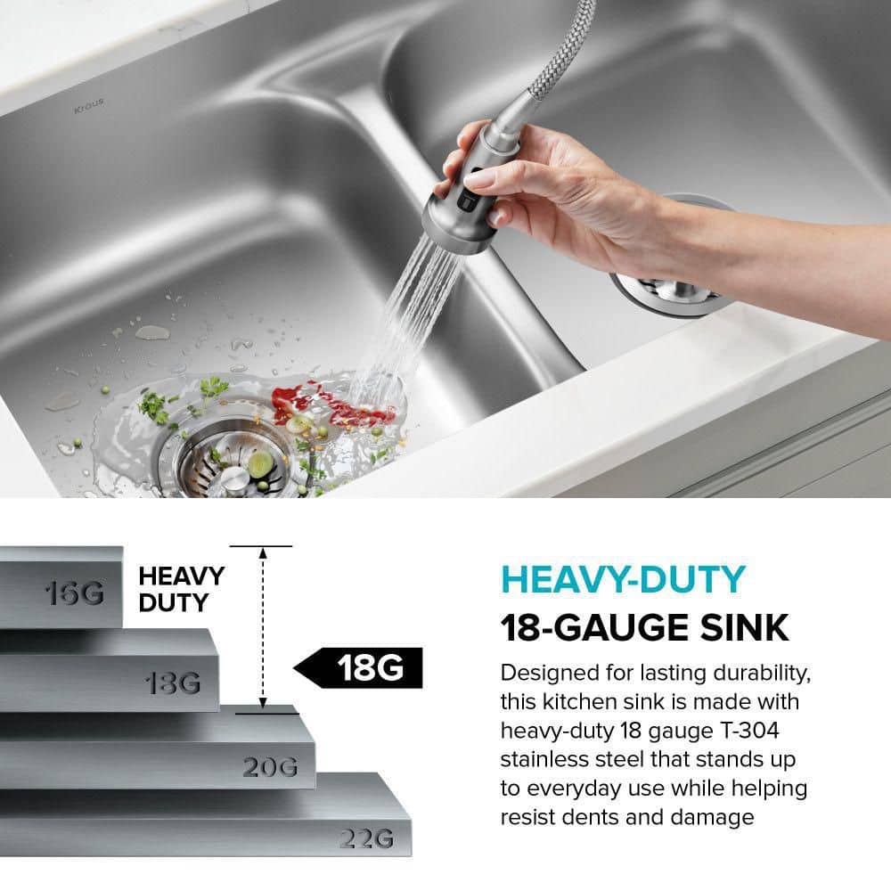 Premier 32-inch Satin Stainless Steel Double Bowl Undermount Sink