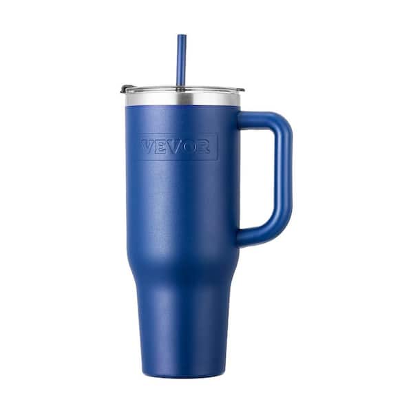 Insulated Water Bottle 40 oz. Blue Stainless Steel Sports Coffee Cup with Lid Handheld Travel Coffee Mug Double Walled