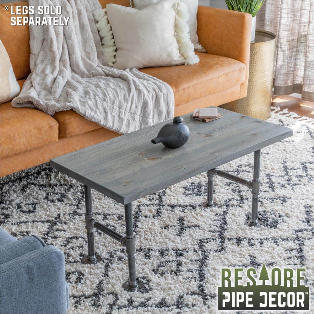 Restore Riverstone Grey Solid Wood Rectangle Coffee Tabletop