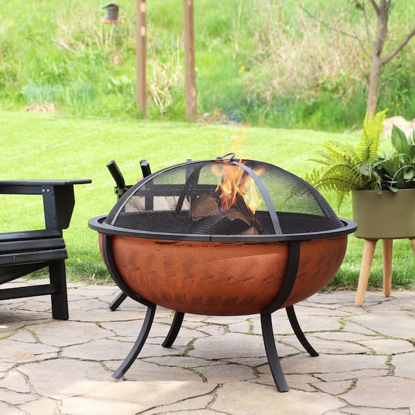 Copper Raised Outdoor Fire Pit Bowl, Copper Fire Pits Outdoors