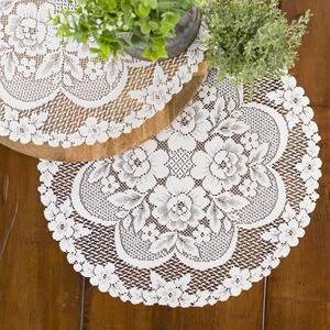 Victorian Rose 19 in. White Round Doily (Set of 2)