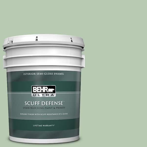 BEHR ULTRA 5 gal. #S400-3 Healing Aloe Extra Durable Semi-Gloss Enamel Interior Paint & Primer