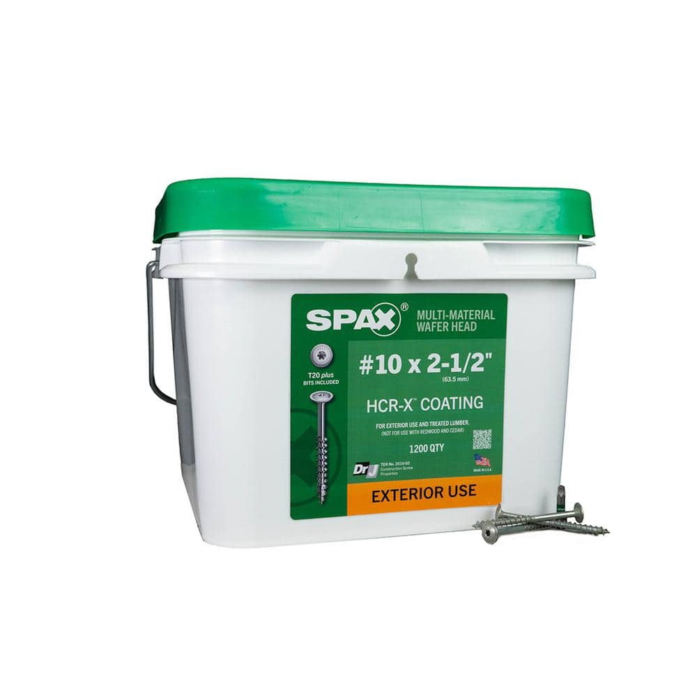"#10 x 2-1/2 in. Exterior Wafer Head Wood Screws Construction Torx T-Star Plus (1200 Each) Bulk Pail Bit Included" price history on PriceWatchPro