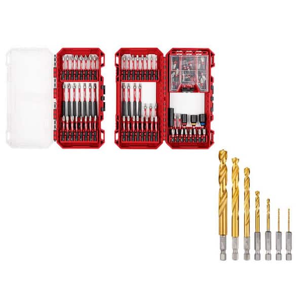 SHOCKWAVE Impact-Duty Alloy Steel Screw Driver Bit Set with SHOCKWAVE Impact Duty Titanium Drill Bit Set (107-Piece)
