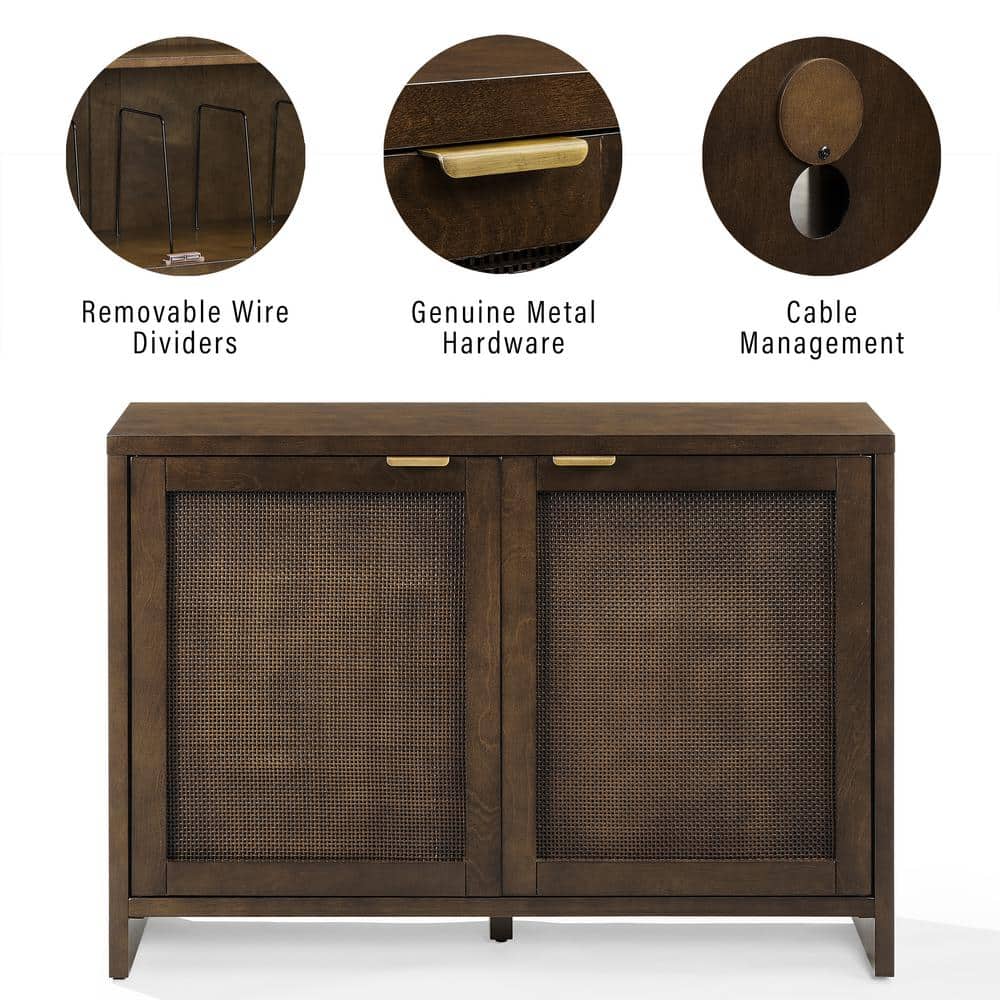 Kenji Handwoven Poly-Rattan 40'' Brown Media Console with Vinyl Storage