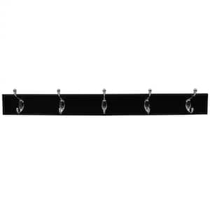 23.75 in. L Black 5 Double Hooks Wall Mounted Hanging Rack