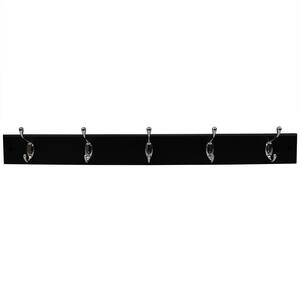 23.75 in. L Black 5 Double Hooks Wall Mounted Hanging Rack
