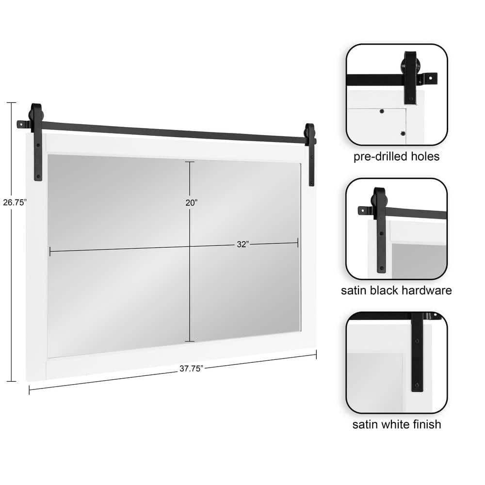 Skylan Modern Farmhouse 38x27 White and Black Wall Mirror