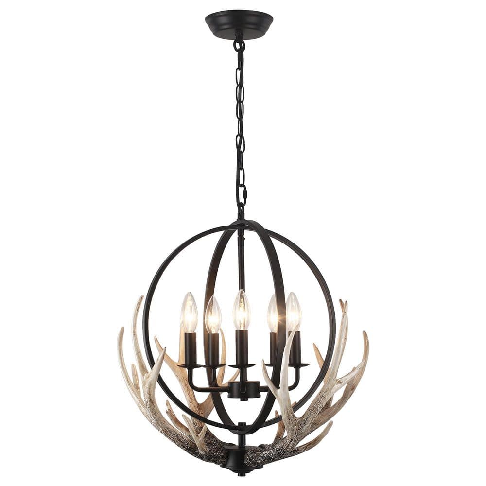 5-Light Black Rustic Candlestick Hanging Linear Chandelier Lighting Globe Fixture for Kitchen Island price history on PriceWatchPro