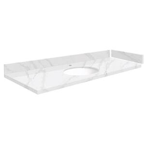 Transolid Silestone 37 in. W x 22.25 in. D Quartz White Round Single ...