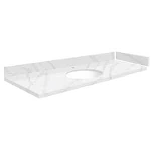 Silestone 58.5 in. W x 22.25 in. D Quartz White Round Single Sink Vanity Top in Calacatta Gold