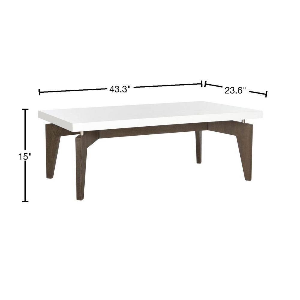 43'' Transitional Floating Top Coffee Table in White & Dark Brown