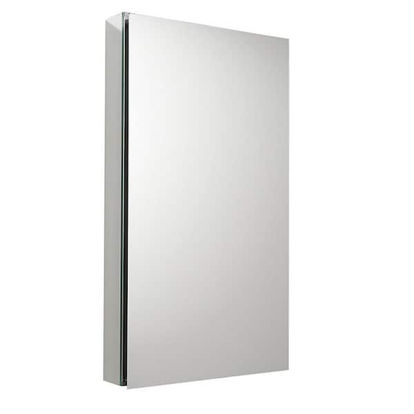 Senza 20 in. W x 36 in. H Rectangular Anodized Aluminum Medicine Cabinet with Mirror - Recessed or Surface-Mount