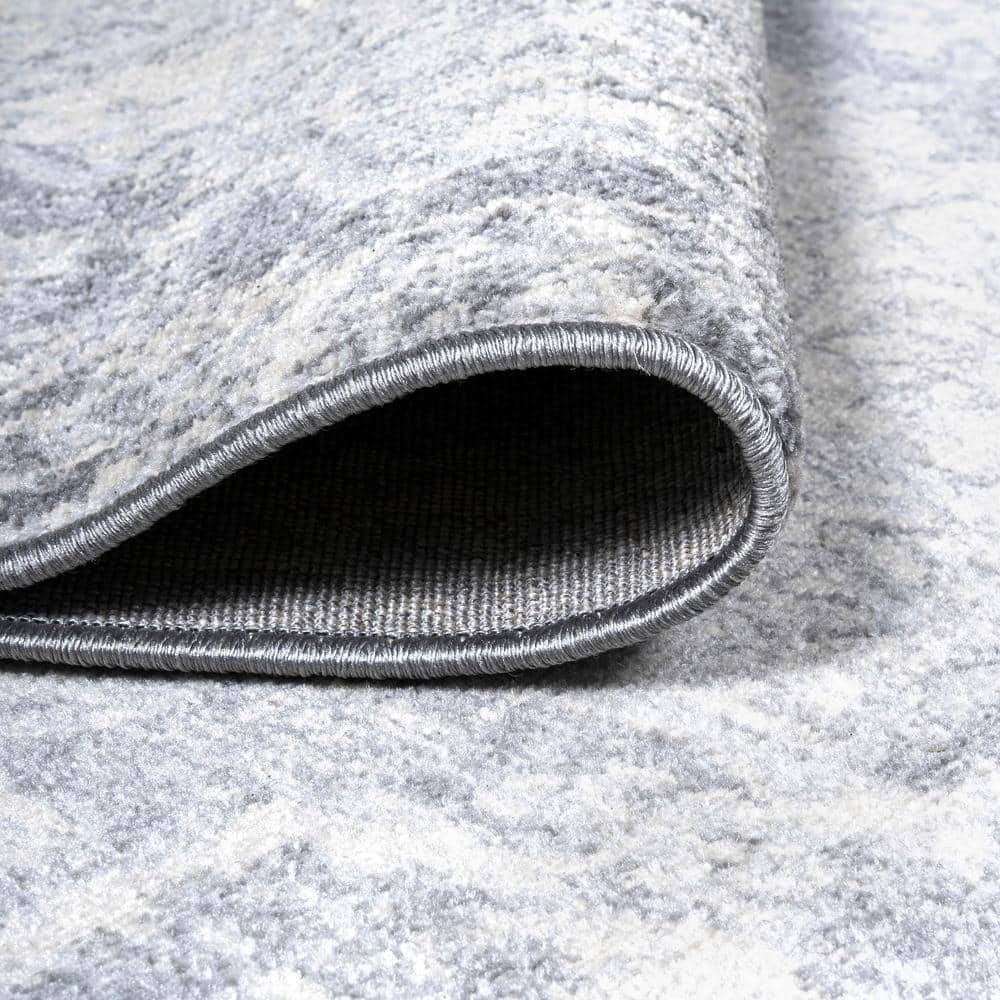 Gray Round Reversible Synthetic Medallion Rug