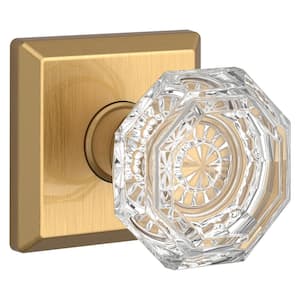 Crystal Lifetime Satin Brass Hall/Closet Door Knob with Traditional Square Rose Full Dummy