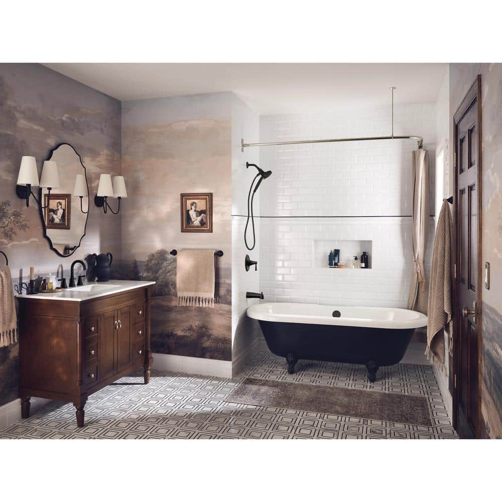 Matte Black Brass Two-Handle Widespread Bathroom Faucet