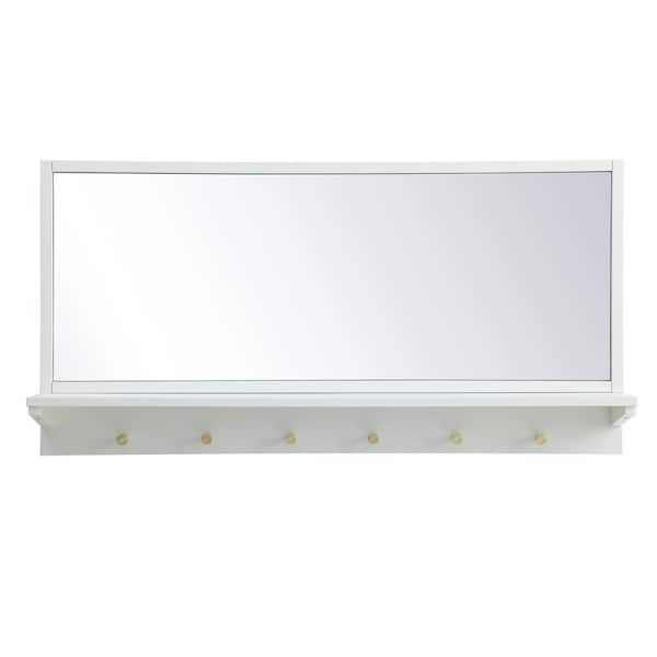 Unbranded Timeless Home 21 in. H x 42 in. W White Farmhouse Entryway Rectangular Wall Mirror