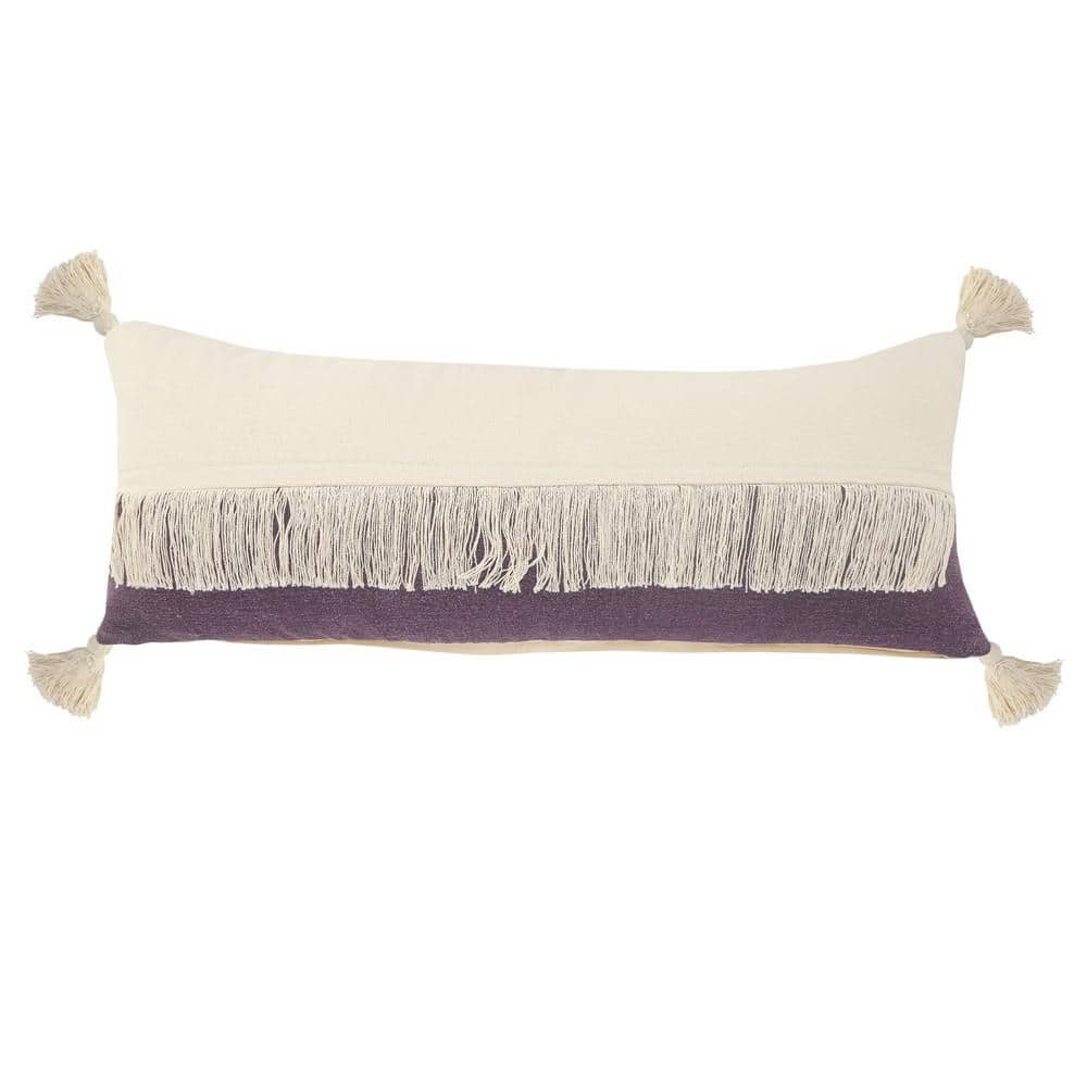 Festival Fringe Violet Purple/Off-White Color Block Soft Poly-Fill 14 in. x
