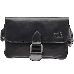 Buffalo Collection 7.5 in. L x 1 in. D x 4.75 in. H Black Leather Slim Waist Pack