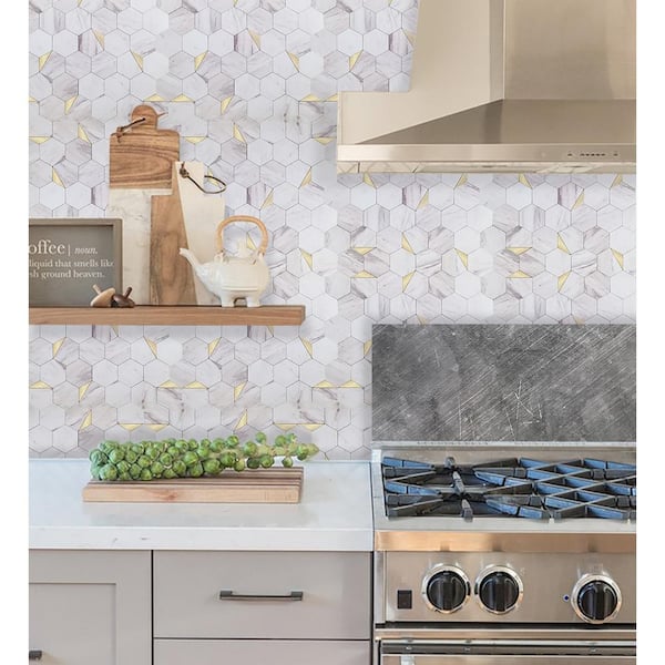 Carrera Gold Hex 11.50 in. x 11.80 in. Metal Peel and Stick Tile (0.9 sq. ft./pack)