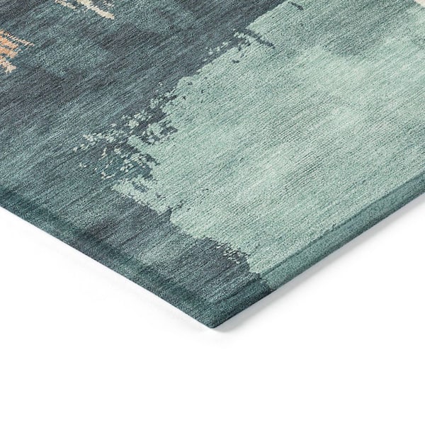 Chantille Machine Washable Indoor/Outdoor Abstract ACN2347 Teal 8 ft. x 10 ft. Area Rug