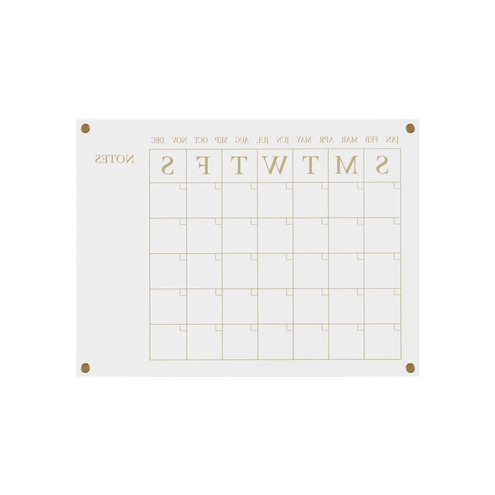 Clear Gold Acrylic Monthly Wall Calendar with Notes