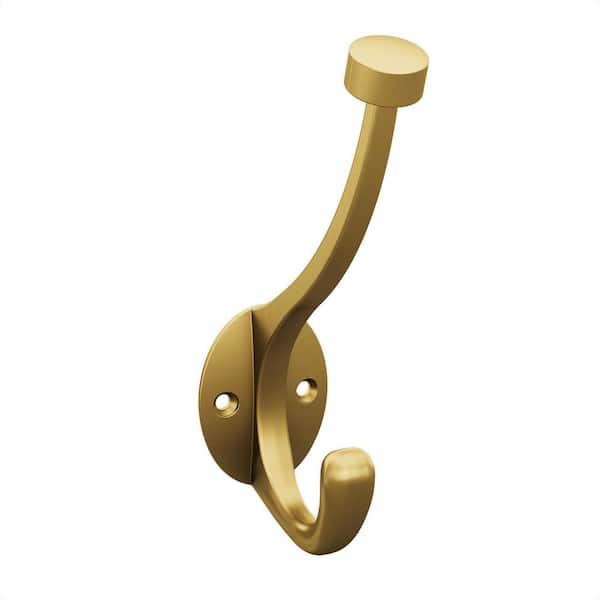 5-5/8 in. Zinc Coat and Hat Wall Hook, 35 lb. Load Capacity, Brushed Gold