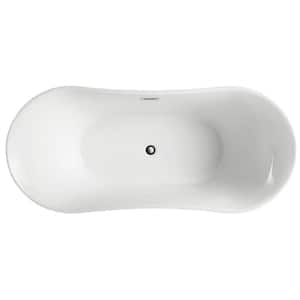 Bergamo 66.96 in. Acrylic Flatbottom Non-Whirlpool Freestanding Bathtub in Glossy White
