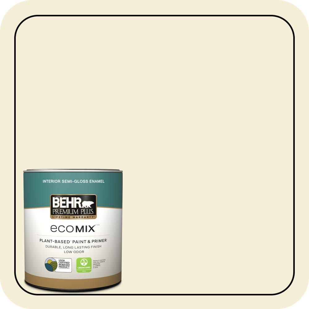 1 qt. #W-B-320 White Corn Semi-Gloss Enamel EcoMix Plant-Based Interior Paint & Primer product image for price tracking
