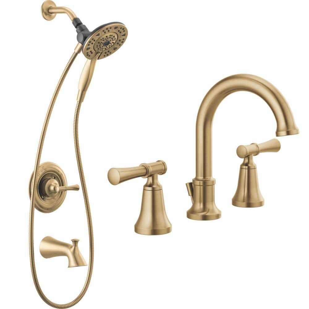 Chamberlain 8 in. Widespread 2-Handle Bathroom Sink Faucet Bundle In2ition Tub/Shower Trim and Rough in Champagne Bronze price history on PriceWatchPro