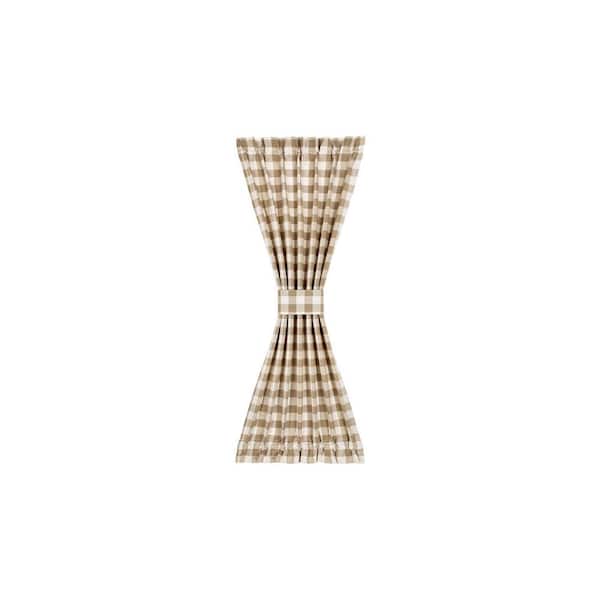 ACHIM Buffalo Check 25 in. W x 40 in. L Polyester/Cotton Light Filtering Door Panel and Tieback in Taupe