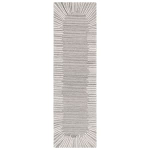 Fifth Avenue Grey/Ivory 2 ft. x 8 ft. Border Geometric Runner Rug