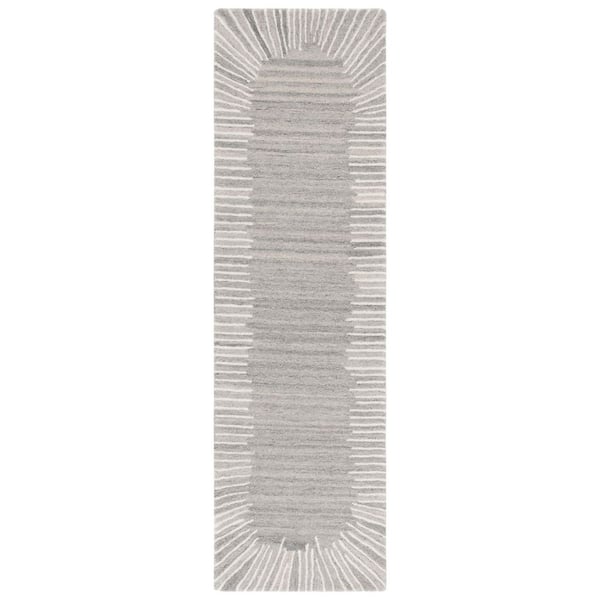 SAFAVIEH Fifth Avenue Grey/Ivory 2 ft. x 8 ft. Border Geometric Runner Rug
