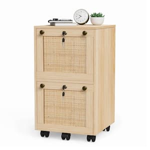 2 Drawers Light Oak Engineered Wood 15.75 in. W Vertical File Cabinet