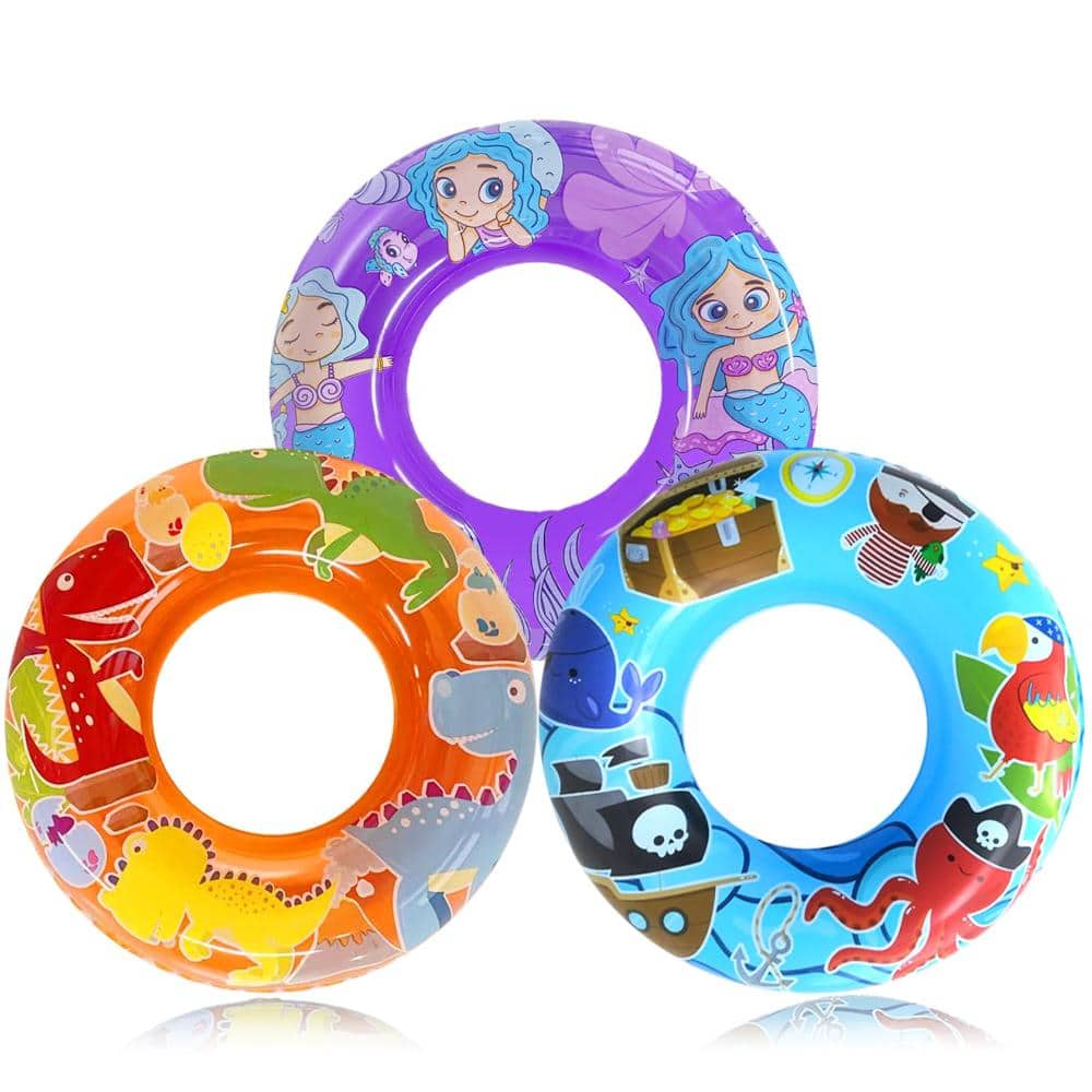 27.5 in 90 lb Kids Pool Swim Rings Dinosaur Pirate Mermaid Blue Purple Orange 3 Pack price history on PriceWatchPro
