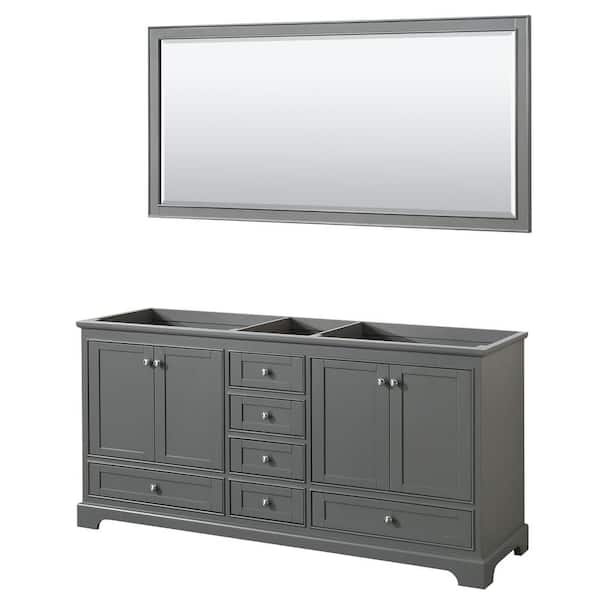 Wyndham Collection Deborah 71 in. Double Bathroom Vanity Cabinet Only with 70 in. Mirror in Dark Gray