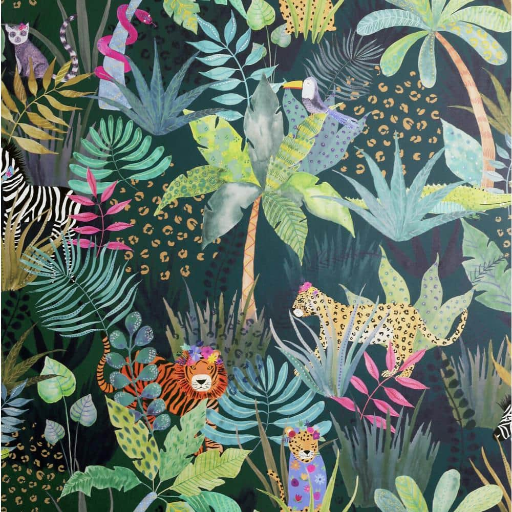 Arthouse Hidden Jungle Emerald Wallpaper 907604 - The Home Depot