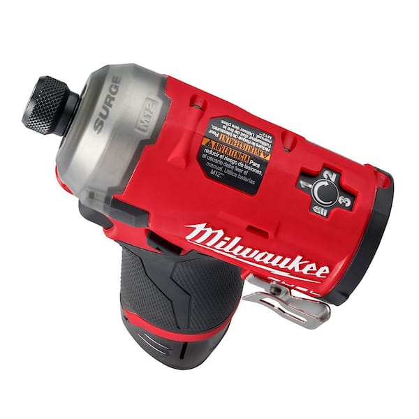 Milwaukee M12 FUEL SURGE 12V Lithium-Ion Brushless Cordless 1/4 in. Hex  Impact Driver Compact Kit with 2.0 Ah Battery 2551-22-48-11-2420 - The Home  Depot