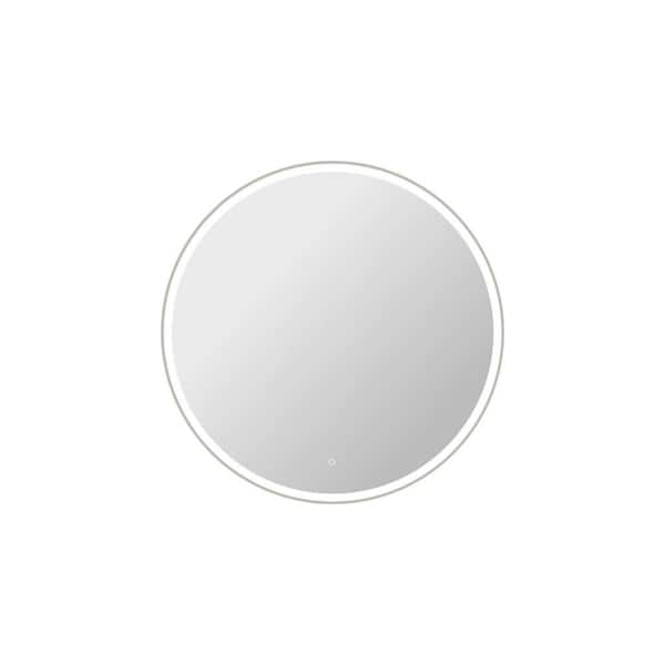 45 in. W x 45 in. H Round Framed LED Wall Mirror in Silver