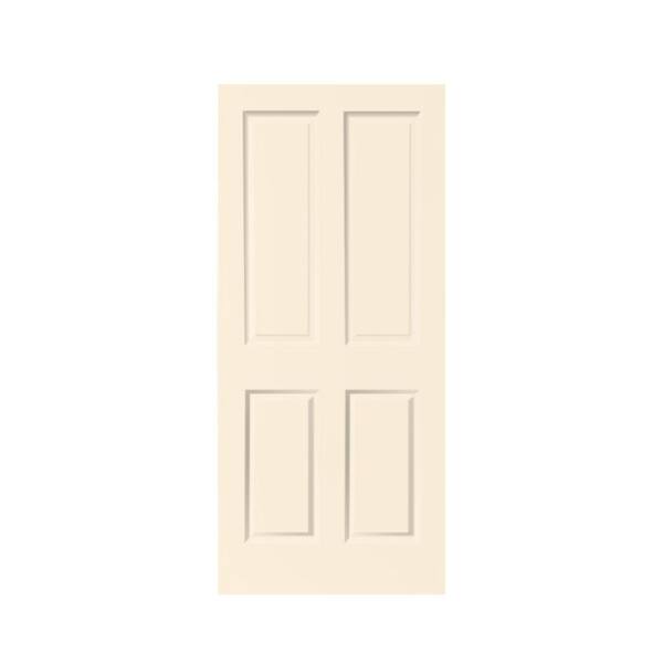 CALHOME 36 in. x 80 in. 4-Panel Beige Stained Composite MDF Hollow Core ...