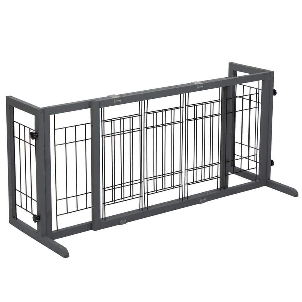 38 in. to 71 in. Adjustable Wooden Pet Gate for Dogs, Indoor ...