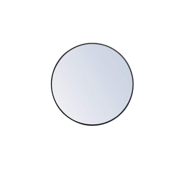 Unbranded Timeless Home 28 in. W x 28 in. H x Contemporary Metal Framed Round Black Mirror