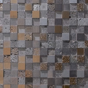 Deco Lava Blocks Iron 12.51 in. x 12.51 in. Metallic Lava Stone Wall Mosaic Tile (1.07 sq. ft./Each)