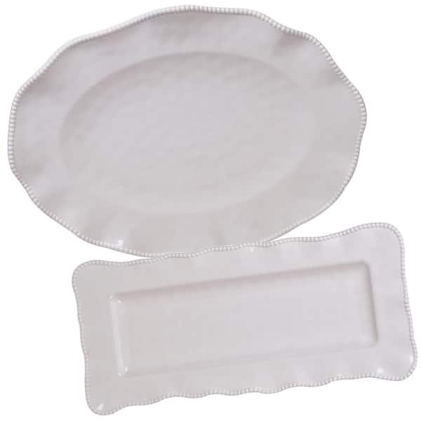 Perlette Cream 2-Piece Multi-Colored Platter Set