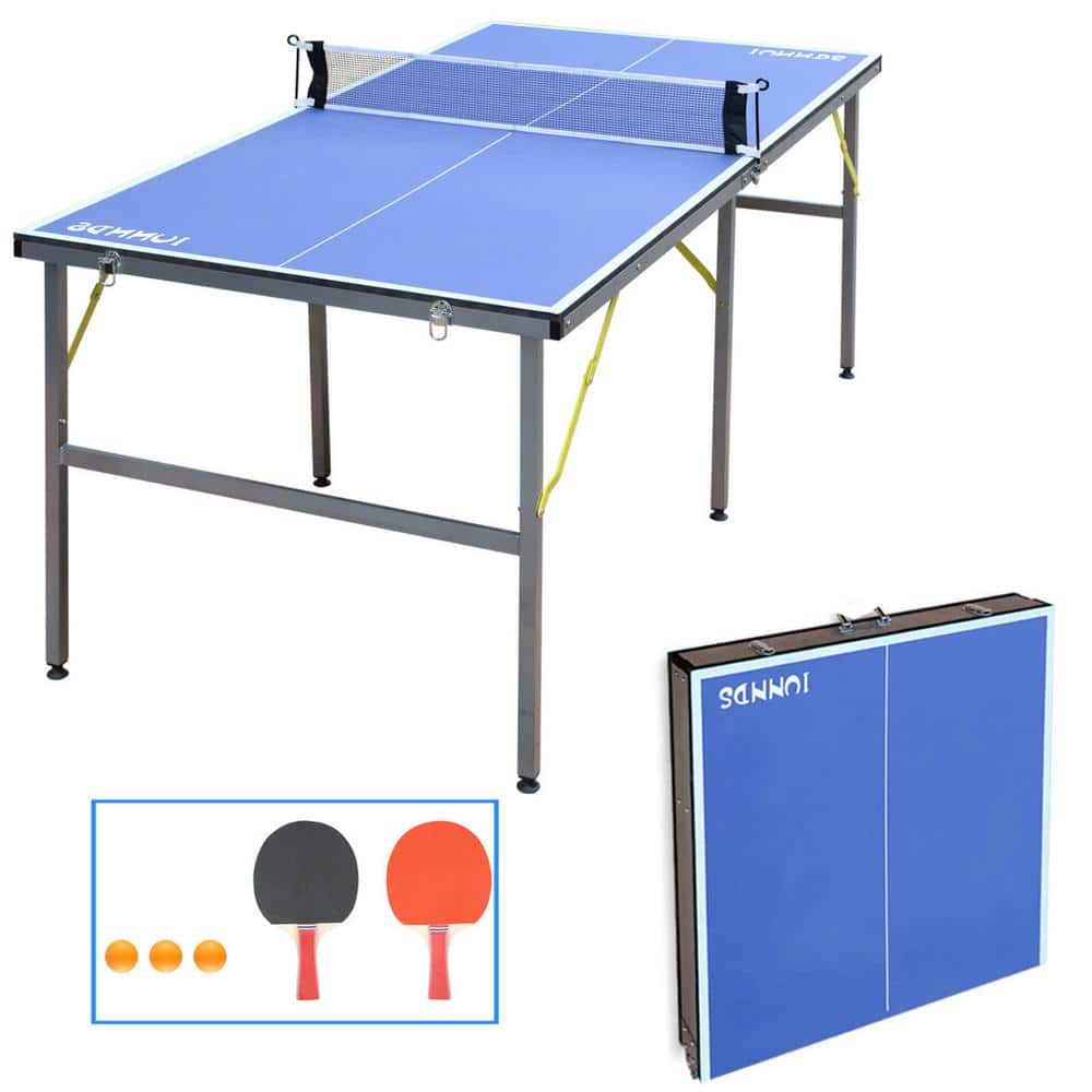 ITOPFOX 6 ft. Medium Foldable Ping Pong Tennis Table Set for Indoor ...