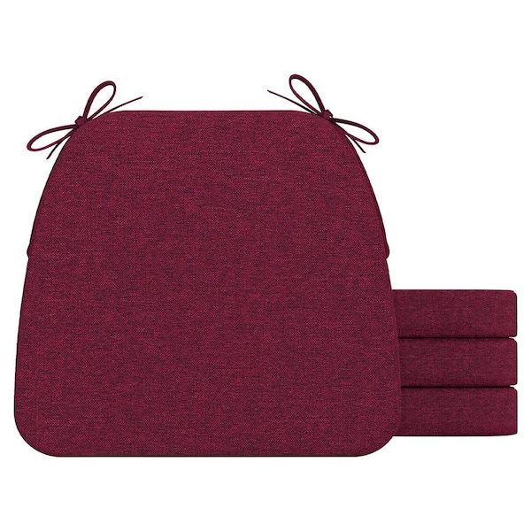 AAAAAcessories 16 in. x 17 in. Trapezoid Indoor Seat Cushion Dining Chair Cushion in Wine Red (4-Pack)